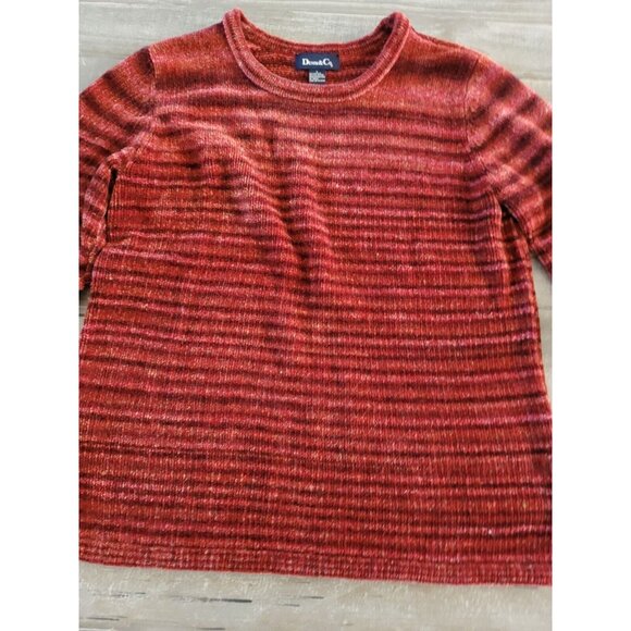 Denim & Co. Sweater Womens Size Large Red Long Sleeve Ombre Stripped Long Sleeve - Picture 6 of 10